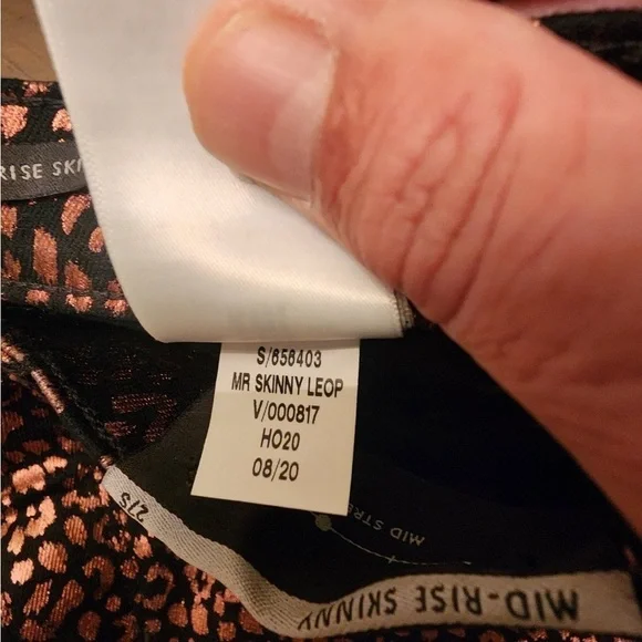 Banana Republic midrise skinny metallic leopard jean black copper Size 27 short - Picture 6 of 6